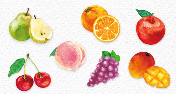 パッケージ側面を彩る7種のフルーツ